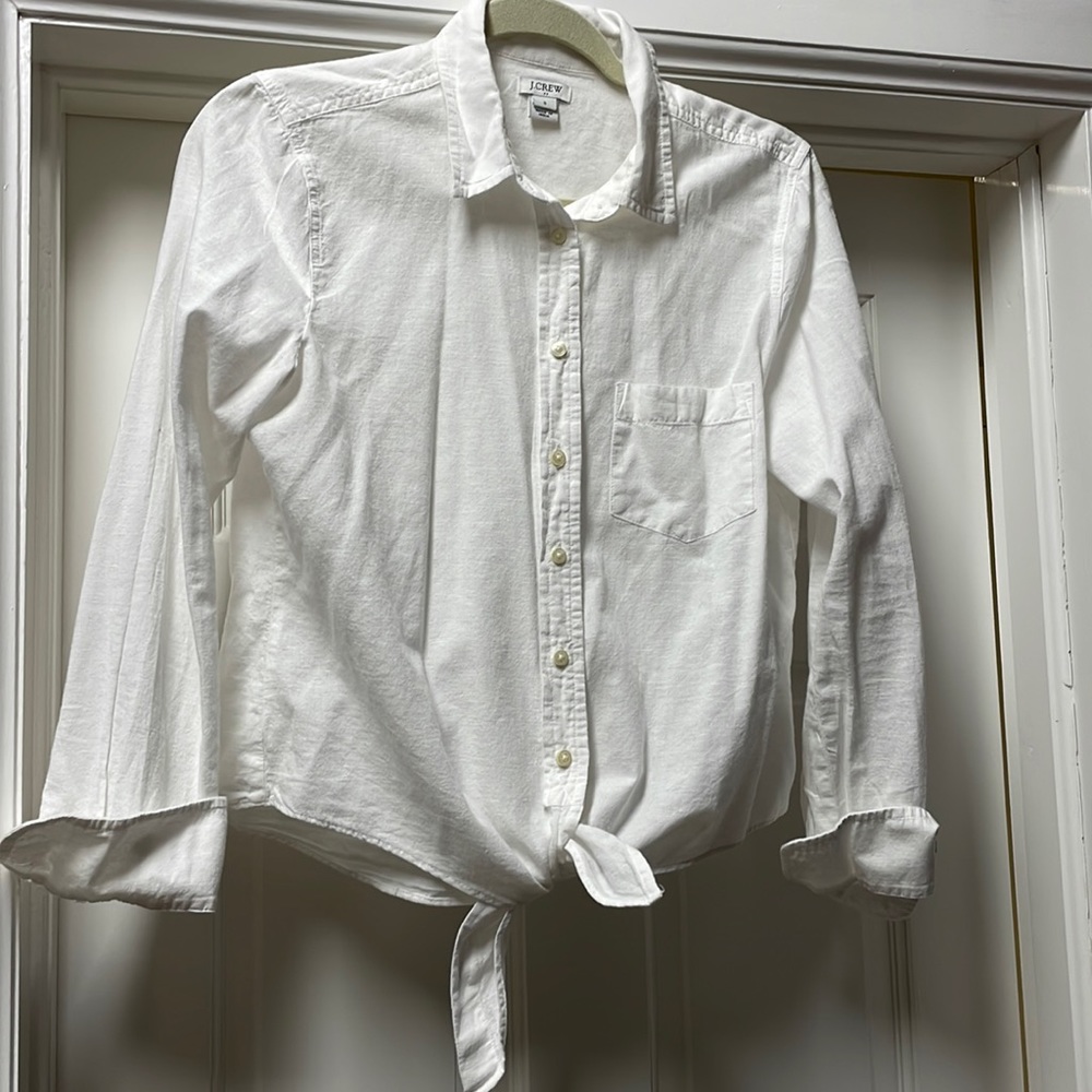 JCrew button down tie waist top size small